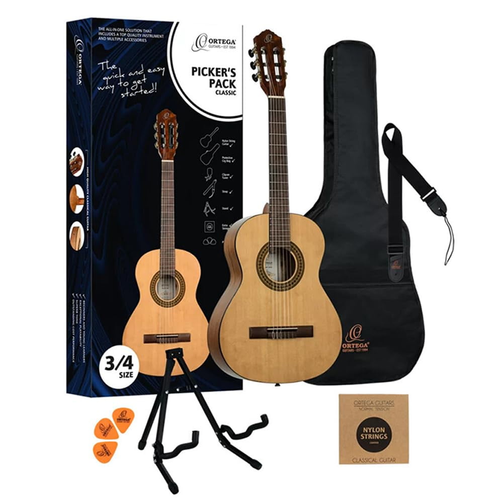 Kellards Ortega Rppc34 Pack De Guitarra Clásica De Cuerdas De Nylon 3/4