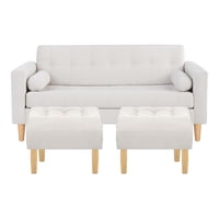 Bodevir - Sofa Retro 3C + 2 Pouf Felpa 05 Crudo