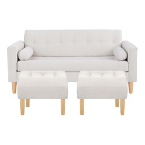 Bodevir - Sofa Retro 3C + 2 Pouf Felpa 05 Crudo