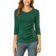 thumbnail image 1 of INSPIRE CHIC Blusa Fruncida para Mujer de Regreso a Clases con Botones Decorativos Cuello en V Manga 3/4 Top de Punto Sólido Verde M, 1 of 7