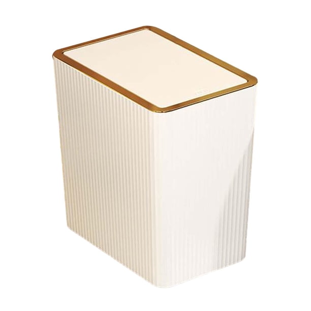 Cubo de basura con tapas, cubo de basura nórdico, cubo de basura estrecho, cesto de basura de cocina para el hogar, inodoro, garaje, estudio y sala de 12L Blanco