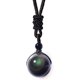 thumbnail image 1 of Colgante de obsidiana negra natural de 16 mm con cuentas de ojos de arcoíris y bendición de la suerte, 1 of 7