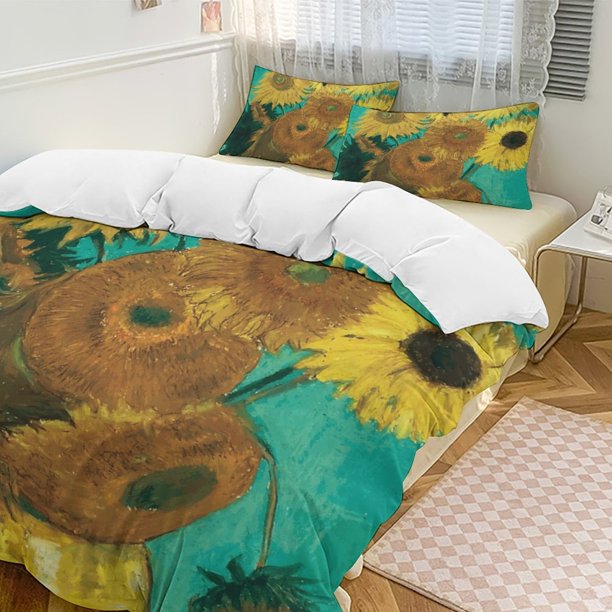 Oil Painting Style 3-Piece Twin Bed Set - Includes 1 Single Comforter And 2 Pillowcases Bedding - Fade Resistant Microfiber - Oil Painting Style