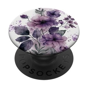 Purple Flowery Watercolor For Women & Girls Co - Adhesivo Popsockets Popgrip, Color Morado, Flor De Lavanda, Floral