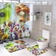 thumbnail image 1 of Plantas contra zombis-theme 4-Piece Shower Curtain Set with Rugs, Waterproof Bathroom Decor Set Includes Bath Mat, U-Shaped Rug, Toilet Lid Cover and Curtain with Hooks, 1 of 6