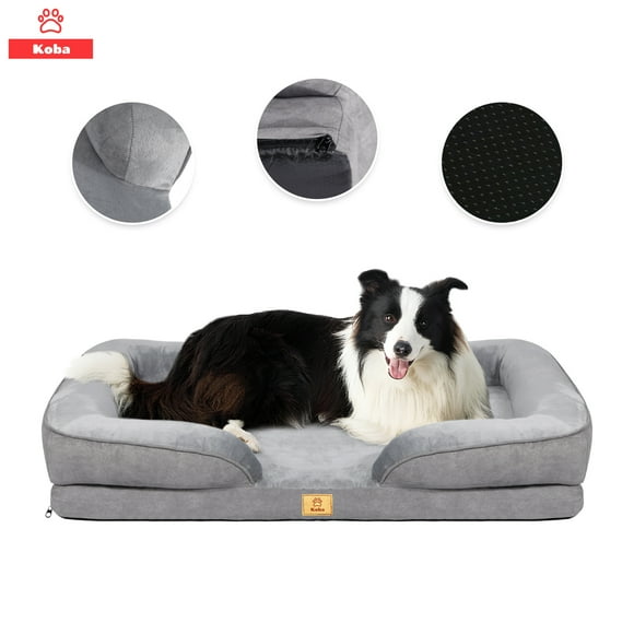 Cama Antiestres Perro Colchon Ortopedica 90x63cm Grande Gris