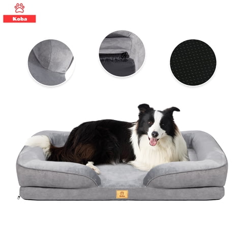Koba - Cama Antiestres Perro Colchon Ortopedica 90X63Cm Grande Gris