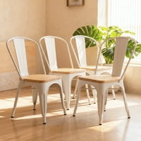 Venhoouse - Pack 4 Sillas Tolix Blancas De Madera Comedor Venhouse