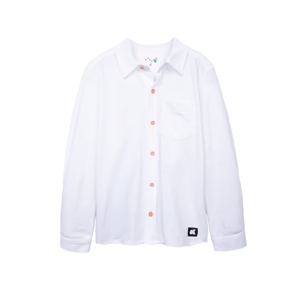 Camisa Bebé Niño 100% Algodón con Bolsillo Delantero Blanco