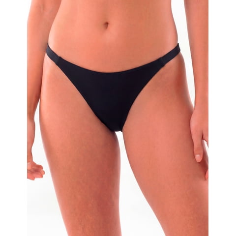 Samia - Bikini Mujer Calzón Tanga Laterales Delgados Negro