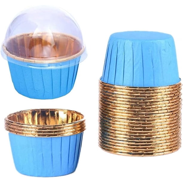 Moldes de aluminio para cupcakes, 50 cápsulas de aluminio para hornear, cápsulas desechables de aluminio para cupcakes, moldes para cupcakes, para muffins y cupcakes, moldes para repostería