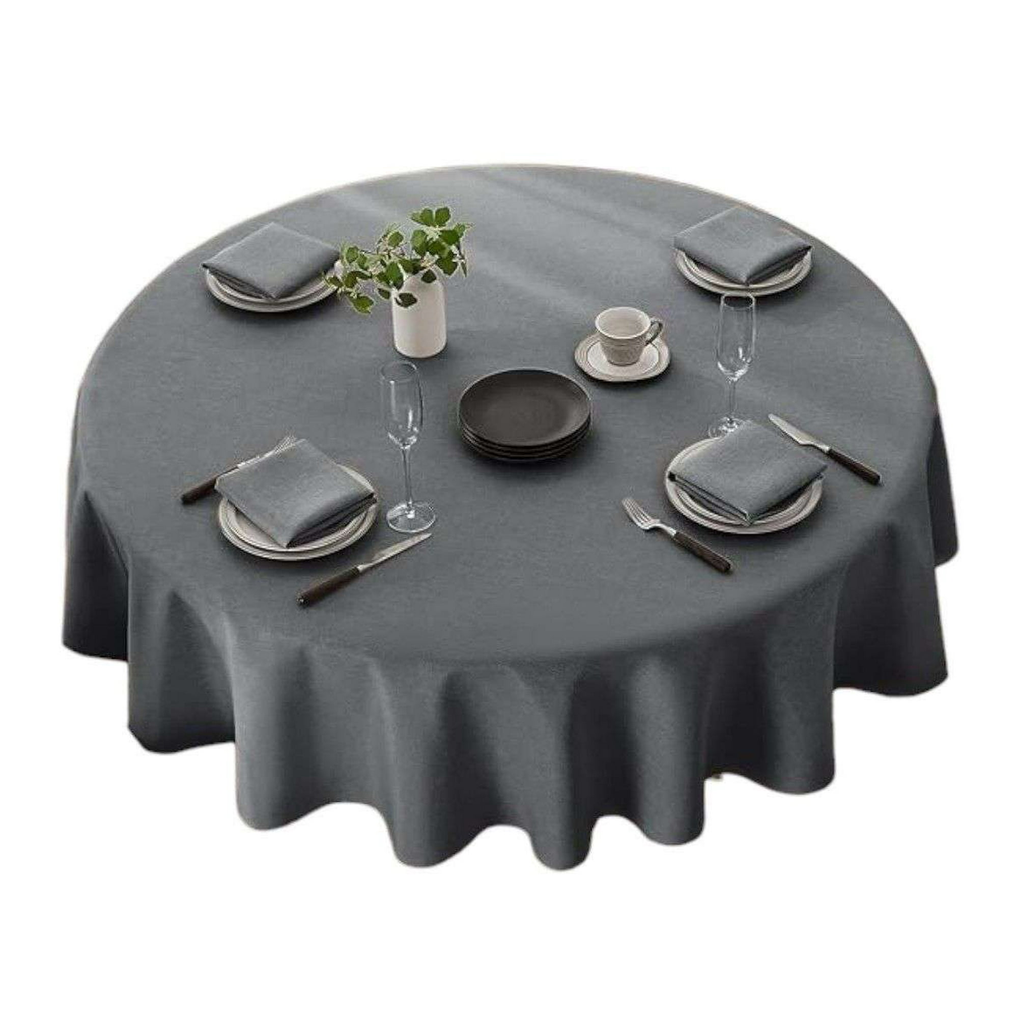 Oem - Mantel De Hule Plastico Mesa Redondo Color 140cm Gris