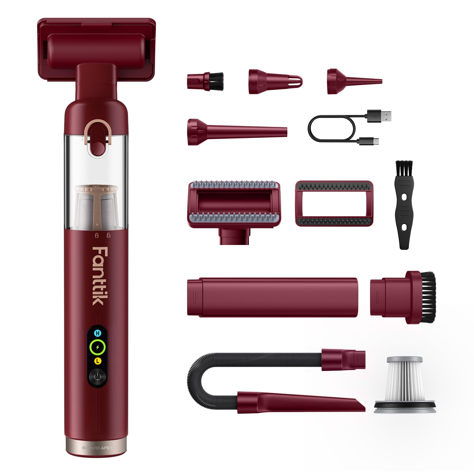 Aspiradora Inalámbrica Fanttik Slim V10 Apex 19kpa 2 Modos Roja