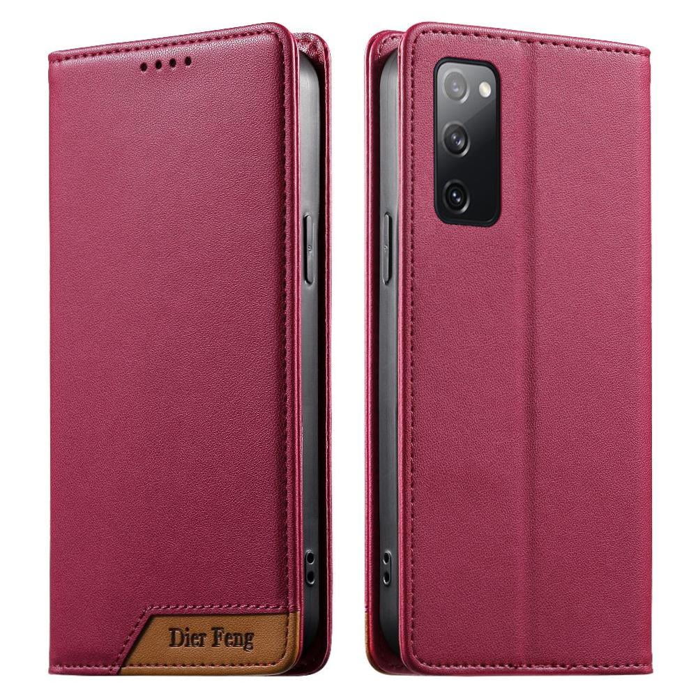 Foxdock - Funda Tipo Cartera De Cuero Sintético Para Samsung Galaxy S20 Fe Bloqueo Rfid, Con Ranuras Para Tarjetas Y Bolsillo Para Efectivo, Cierre Magnético Fuerte Rojo