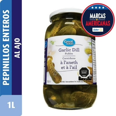 Pepinillos Enteros Al Ajo Drenado 590 G - Neto 1065 G Great Value