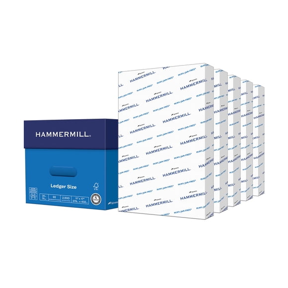 Impresora: papel Hammermill, 20 libras, 11 x 17, 92, brillante, 2500 hojas