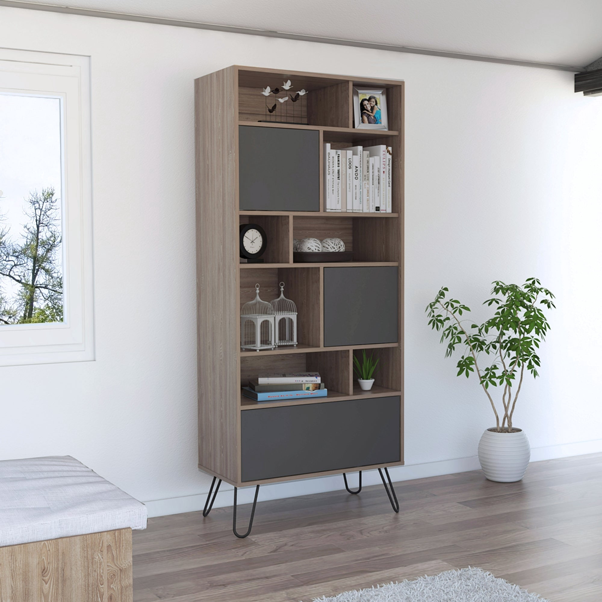 Tuhome - Biblioteca Vassel 3 Puertas Miel Y Plomo