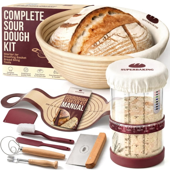 Kit de inicio de masa madre Superbaking con banneton Basket y más