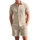 thumbnail image 1 of INSPIRE CHIC Conjunto de 2 Piezas para Hombre Camisa con Botones y Pantalones Cortos con Cordón XL Caqui, 1 of 5