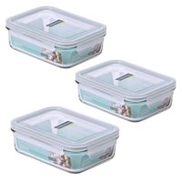 Pack 3 Contenedores Vidrio Hermetico Rect 1000Ml Glasslock