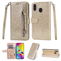 Funda Para Foxdock Elegante Funda Samsung Galaxy A30/A20 Glitter Con Cremallera-Ideal Para El Uso Diario