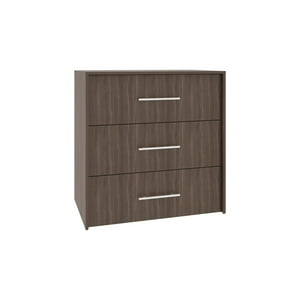Fm Furniture - Comoda 3 Cajones 82,1X80X52,3 Cm Café Y Negro