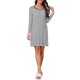 thumbnail image 2 of INSPIRE CHIC Camisones para Mujer de Manga Larga a Rayas Cuello Redondo Midi Ropa de Dormir con Almohadillas para el Sostén Camisón Cómodo XX-Large Rayas Negras, 2 of 6
