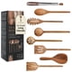 thumbnail image 1 of Juego de cucharas de madera para cocinar SANJH, teca, 8 piezas con utensilio, 1 of 9