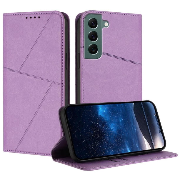 Funda Cartera Magnética para Samsung Galaxy S22 Plus Protección Antichoque con Ranuras Morado