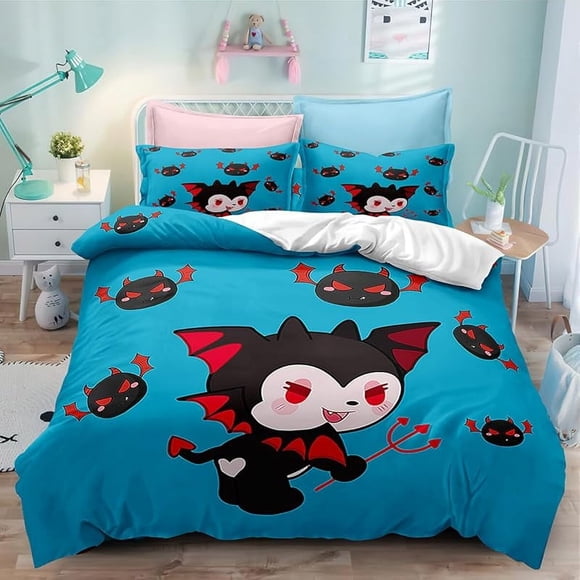 Duve-t cove-r b-oys kids B-Edding set comforter-cover-microfiber-decor with A-sense of -3D print-T 3 piece set quilt C-over wit-h zipper-er clo-sure soft twin