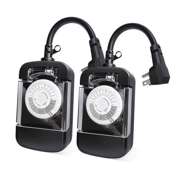 Paquete de 2 temporizadores oviitech 24 h para exteriores 15 A 125 V