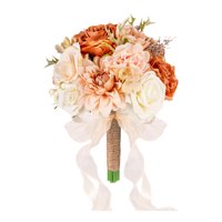 Magideal - Bouquet De Boda Para Novias Flores De Rosa Realistas De Flores Artificiales De La Novia Sosteniendo Flores Para La Graduación De La Decoración Del Día Rosa Champán