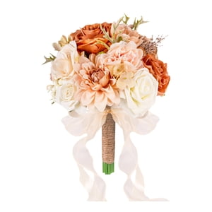 Magideal - Bouquet De Boda Para Novias Flores De Rosa Realistas De Flores Artificiales De La Novia Sosteniendo Flores Para La Graduación De La Decoración Del Día Rosa Champán