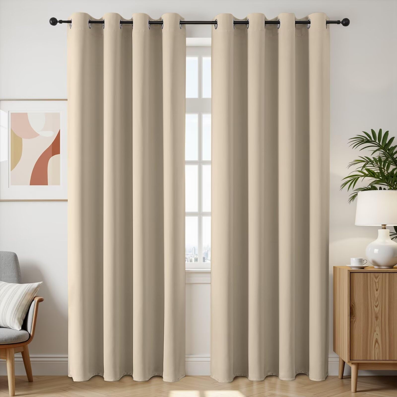 Cortinas Blackout Joydeco Térmicas Aislantes 230x229 Cm Beige