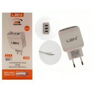 Lbn - Cargador Con Cable Micro 3 Puertos Usb Lbch13-V8