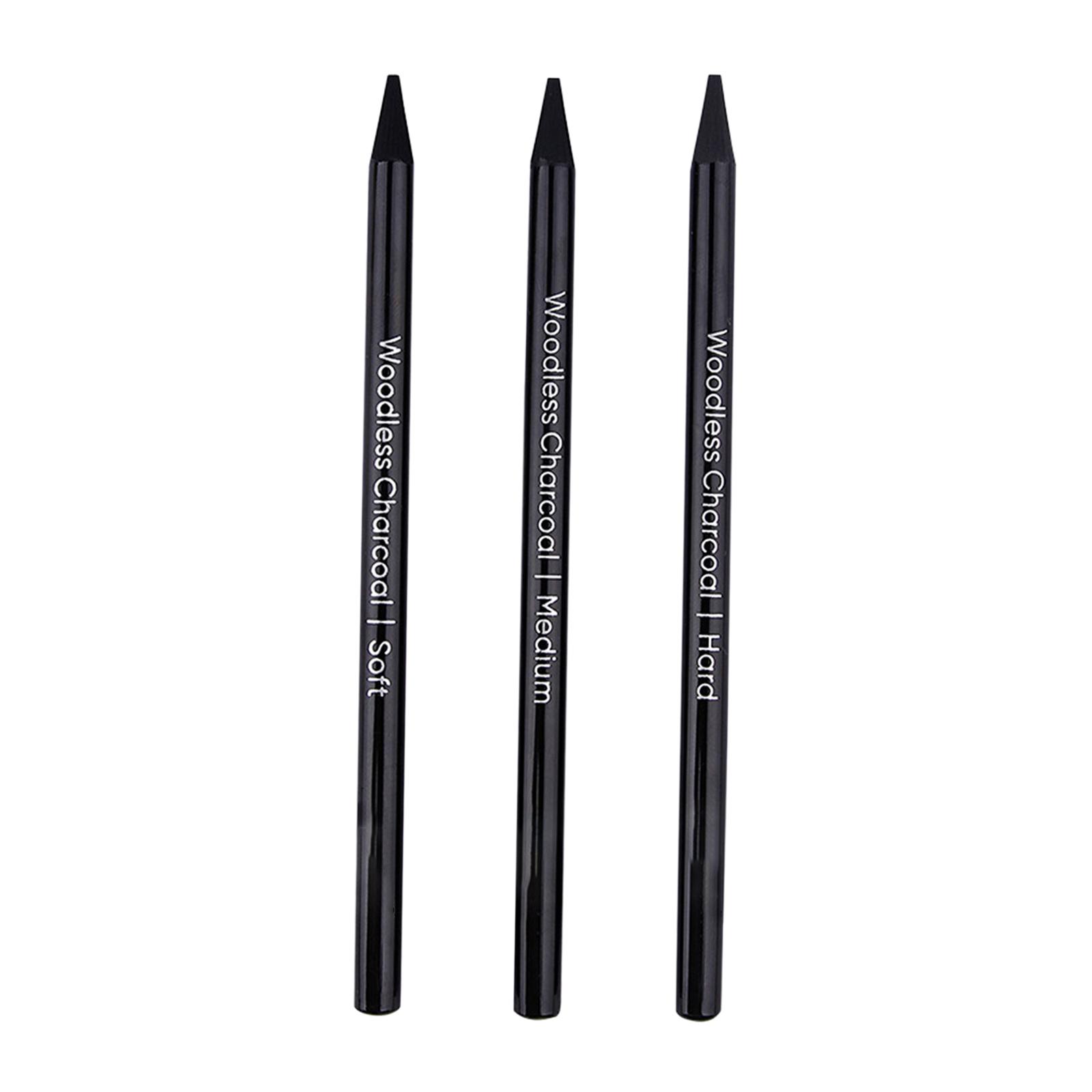 Bothyi - Lápices De Carbón, Suministros De Pintura Artística, Lápices Para Cajones, Artistas, Adolescentes, Color Negro, 3 Uds.