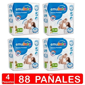 Pañales Emubaby Premium Manga X4- Talla M - 88 Pañales