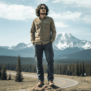 T-World - Camisa Outdoor Trekking Hombre Ripstop Protección Uv+50 Verde Musgo