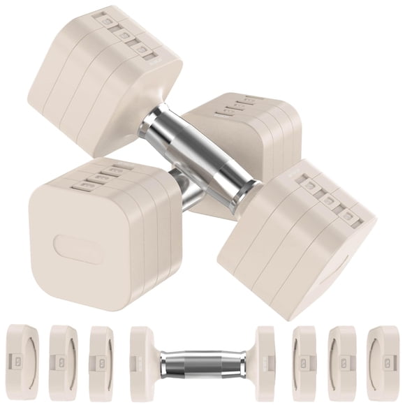 Set de mancuernas ajustables Hezeyferg de 10 kg, 4 niveles, beige