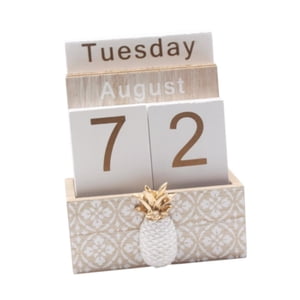 Magideal - Calendario Calendario De Bloques De Madera Escritorio Decoración Rústica Para El Hogar Calendario Permanente De Escritorio Para Bar Guardería Piña