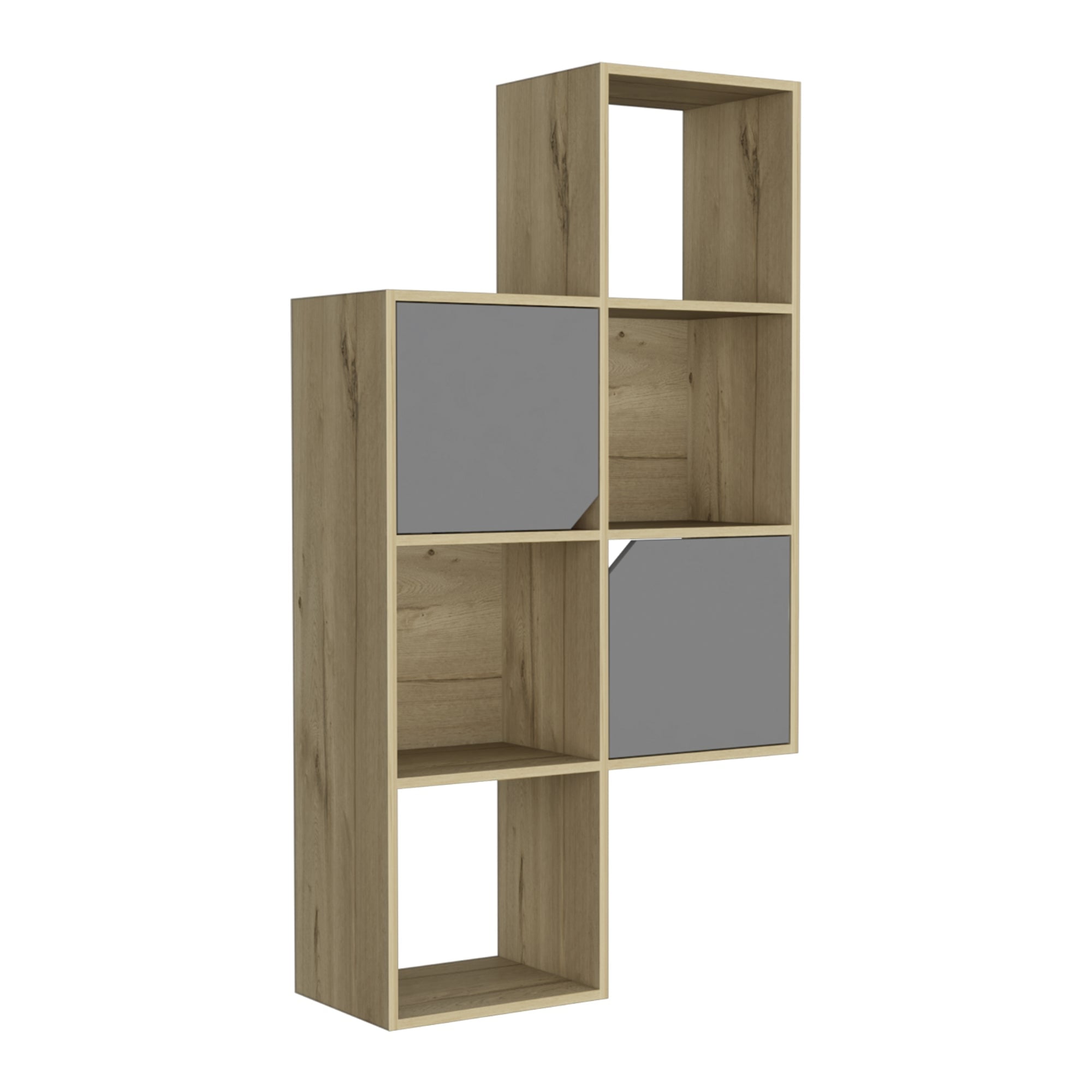 Fmfurniture - Biblioteca De Muro Con 2 Puertas Fm-039c - Café Claro