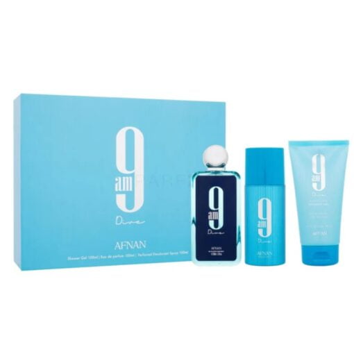 Set Afnan 9 am Dive EDP 100ml + Deo 150ml + Shower Gel 150ml