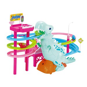 Magideal - Pista De Dinosaurio Eléctrica, Tobogán De Juguete Divertido Con Música, Tobogán Paraíso De Dinosaurios, Escaleras De Escalada, Juguete Portátil Para N