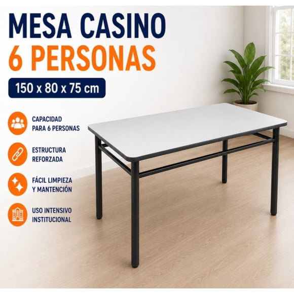 Mesa Comedor Industrial 6 Personas 150 x 80 cm Alta Resistencia