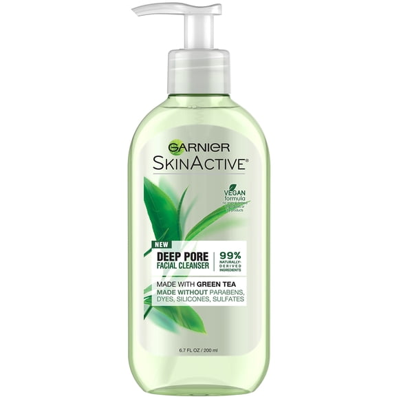 Jabón facial Garnier SkinActive con té verde para piel grasa, 200 ml