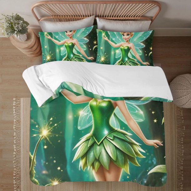 Tinker Bell 3-Piece Bedding Set For Kids Boys Girls Adult Cartoon Warm Cute Fashion Holiday Present Gift Bed Sheets