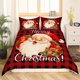 thumbnail image 3 of Christm-as Trees D-u-t Co-ve-r Queen Size Sa-nta Claus- and Snowman Comfort-er Cover with 2 Pillow-case for Te-ens Adults Kids S-tarry Sky Be-dding Set Snow Sc-ene Brea-thable 3 Pieces D-ecorative, 3 of 5