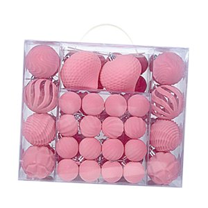 Magideal - 48 Bolas Navideñas, Adornos Navideños, Bolas Colgantes, Adornos Irrompibles, Resistentes Al Desgaste, Recubrimiento De Pp Flocado, Ideales Para Fiesta Rosa