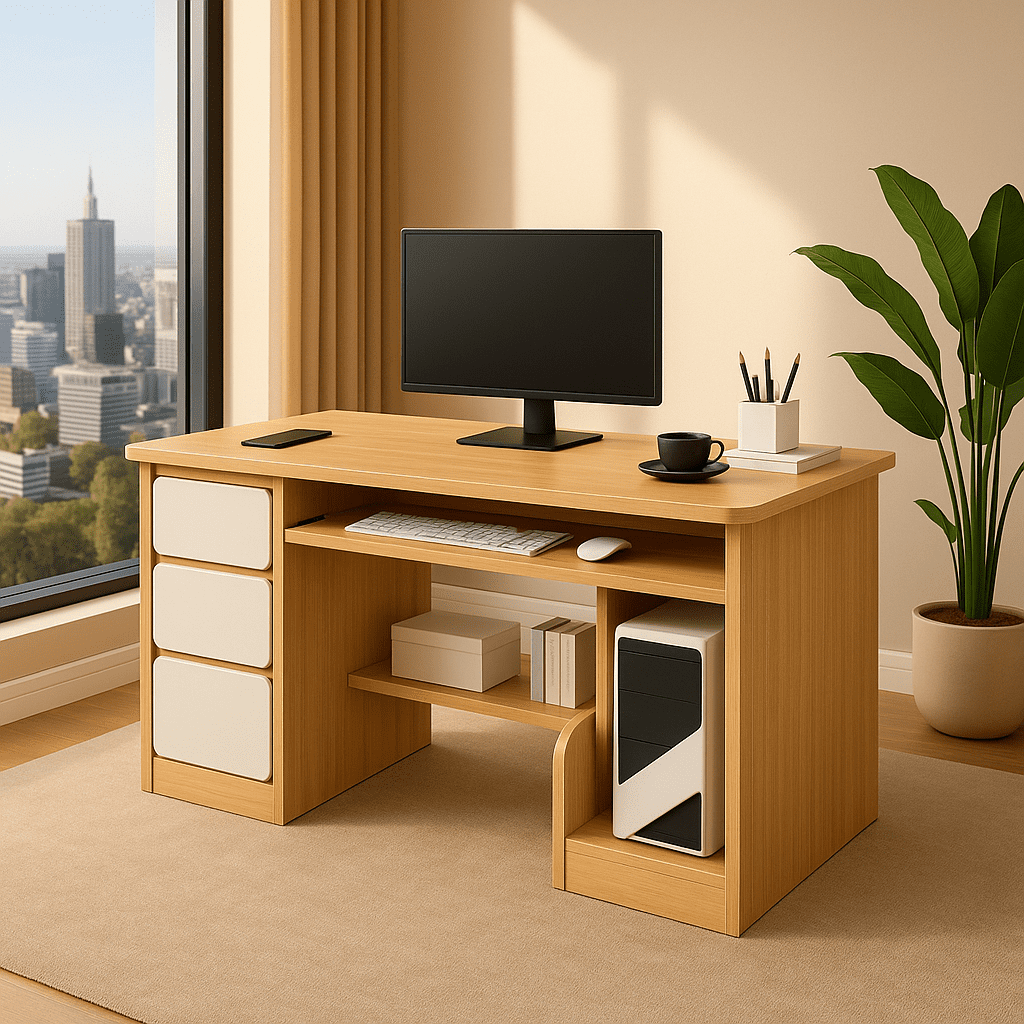 Tuspacehome.cl - Escritorio Triunfo De Oficina Madera Con 3 Gavetas Blancas