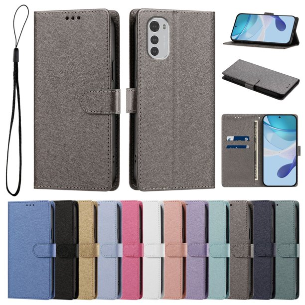 Cartera para Motorola Moto E32 con Soporte y Correa, Gris